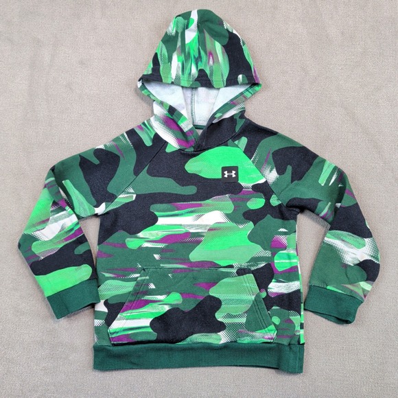 Under Armour Gorpcore Camo Hoodie YXS Green Rival Fleece Sporty Sweatshirt — photo 2